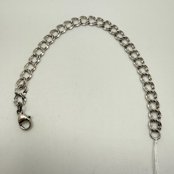 7.5" Double Cuban chain link bracelet in solid sterling silver, marked ROC! - Picture 1 of 10